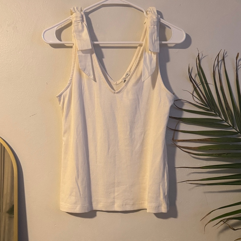 J. Crew Cream Tank Top with Bow Straps
